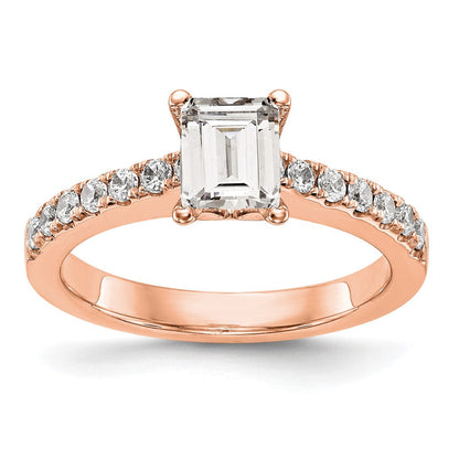 True Origin 14K Roségold 1/3 Karat Im Labor Gezüchtet Diamant Vs+ F+ Halbfassung Smaragd Verlobungsring