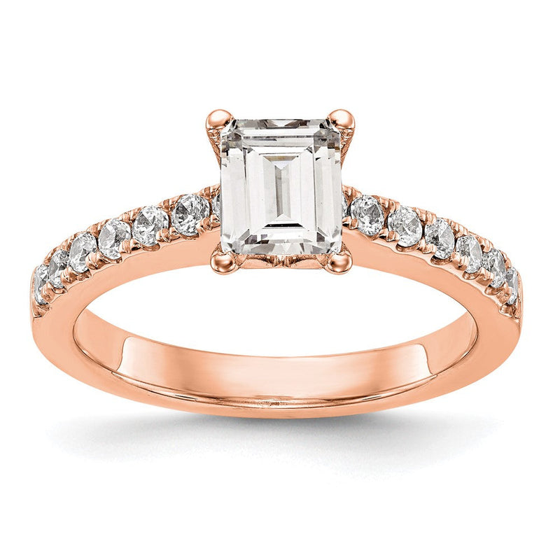 True Origin 14K Roségold 1/3 Karat Im Labor Gezüchtet Diamant Vs+ F+ Halbfassung Smaragd Verlobungsring