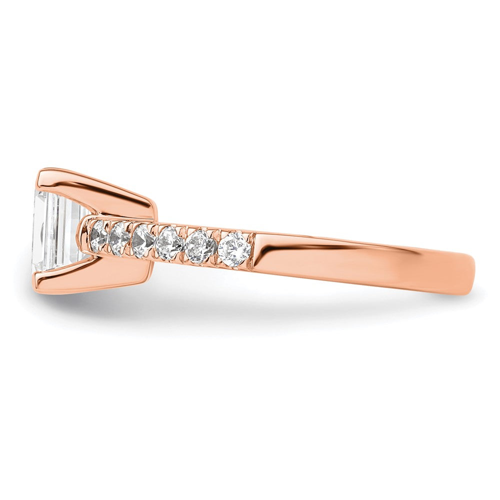 True Origin 14K Roségold 3/8 Karat Im Labor Gezüchtet Diamant Vs+ F+ Halbfassung Smaragd Verlobungsring