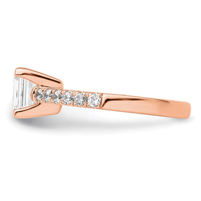 True Origin 14K Roségold 3/8 Karat Im Labor Gezüchtet Diamant Vs+ F+ Halbfassung Smaragd Verlobungsring