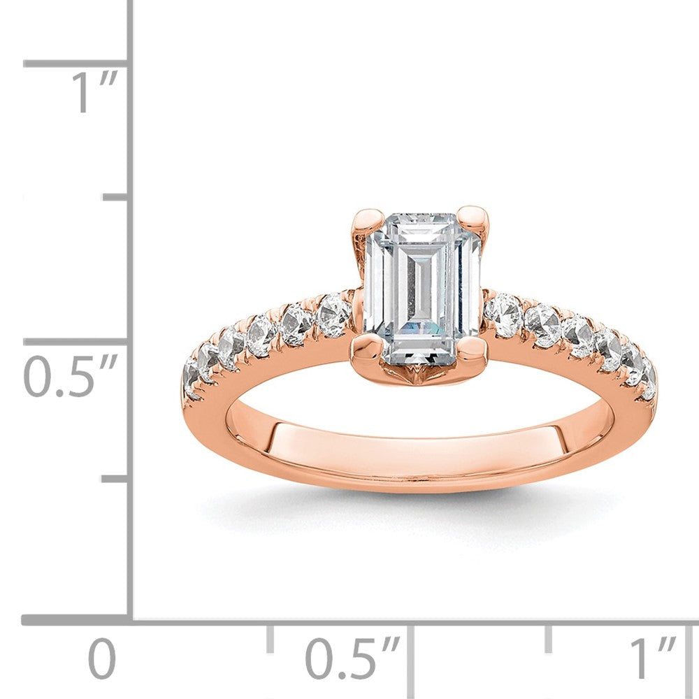 True Origin 14K Roségold 3/8 Karat Im Labor Gezüchtet Diamant Vs+ F+ Halbfassung Smaragd Verlobungsring