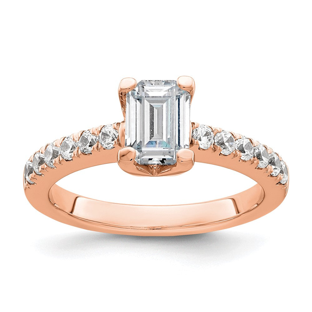 True Origin 14K Roségold 3/8 Karat Im Labor Gezüchtet Diamant Vs+ F+ Halbfassung Smaragd Verlobungsring