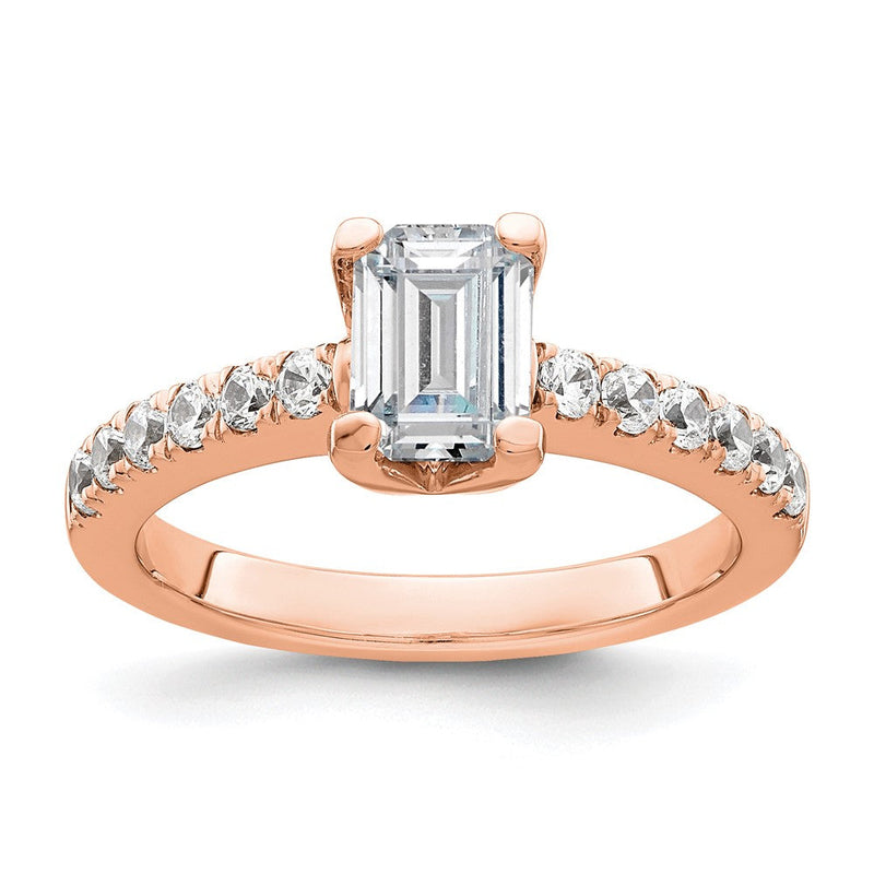 True Origin 14K Roségold 3/8 Karat Im Labor Gezüchtet Diamant Vs+ F+ Halbfassung Smaragd Verlobungsring