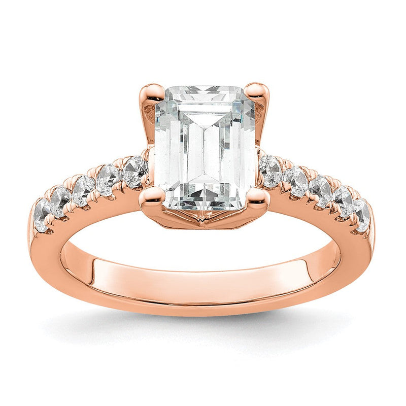 True Origin 14K Roségold 3/8 Karat Im Labor Gezüchtet Diamant Vs+ F+ Halbfassung Smaragd Verlobungsring
