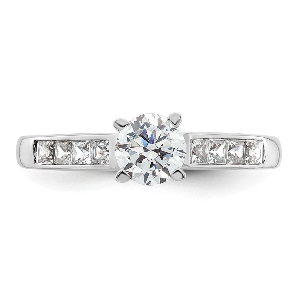 14K Weißgold Stift Set 3/8 Karat Kanalfassung Princess Diamant Halbfassung Verlobungsring