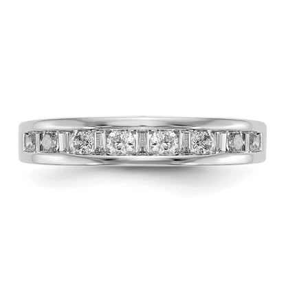 14K Weißgold Kanalfassung Set 1/2 Karat Baguette/round Diamant Komplett Ehering
