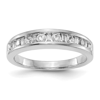 14K Weißgold Kanalfassung Set 1/2 Karat Baguette/round Diamant Komplett Ehering