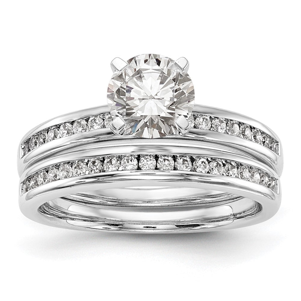 14K Weißgold Stift Set 1/5 Karat Kanalfassung Diamant Halbfassung Verlobungsring