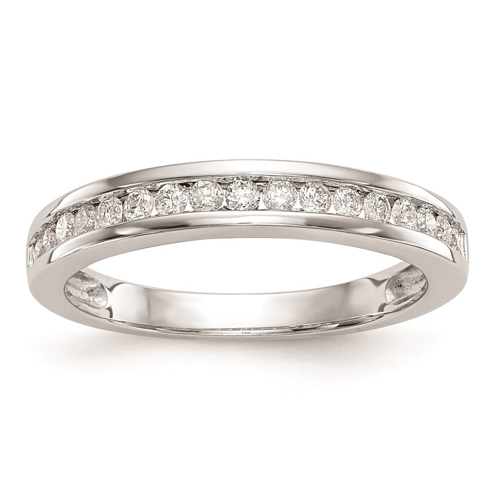 14K Weißgold Ehering mit echten Diamanten