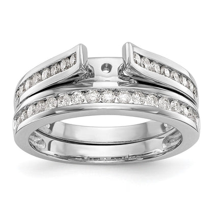 14K Weißgold 0,375 ct. Labor gezüchteter Diamant VS/SI+ G+ 1 ct. Center Round Shared Prong Verlobungsring