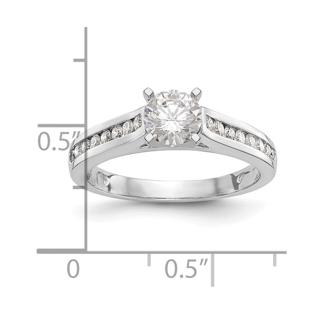 14K Weißgold 0,375 ct. Labor gezüchteter Diamant VS/SI+ G+ 1 ct. Center Round Shared Prong Verlobungsring