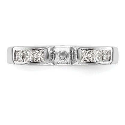 14K Weißgold Stift Set 3/8 Karat Kanalfassung Princess Diamant Halbfassung Verlobungsring