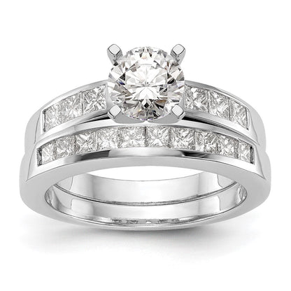 14K Weißgold Stift Set 3/8 Karat Kanalfassung Princess Diamant Halbfassung Verlobungsring