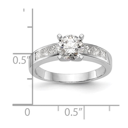 14K Weißgold Stift Set 3/8 Karat Kanalfassung Princess Diamant Halbfassung Verlobungsring