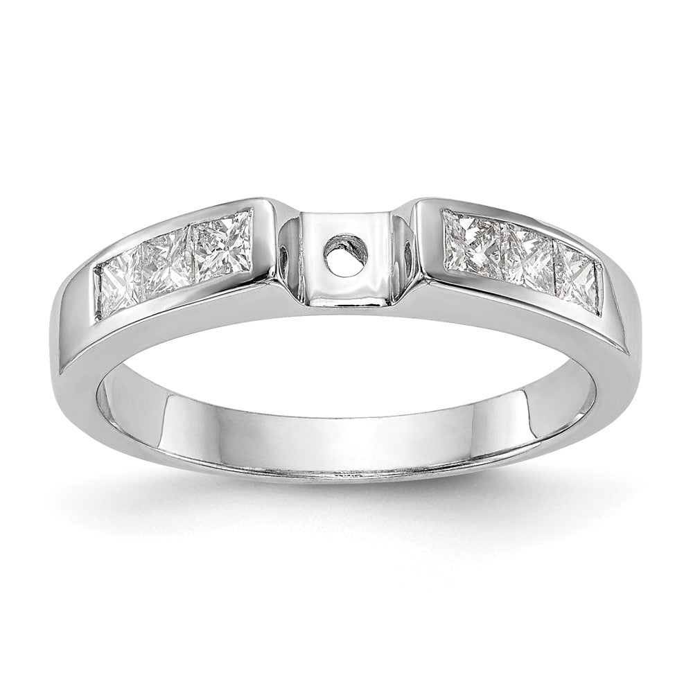 14K Weißgold Stift Set 3/8 Karat Kanalfassung Princess Diamant Halbfassung Verlobungsring