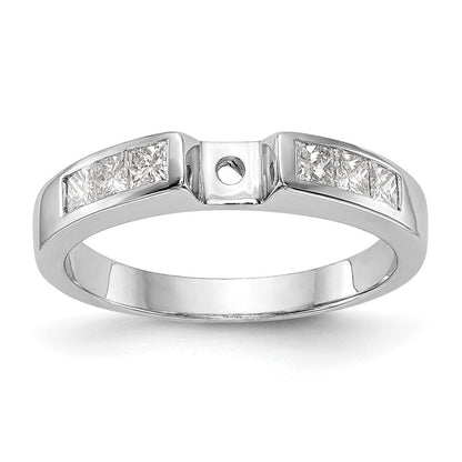 14K Weißgold Stift Set 3/8 Karat Kanalfassung Princess Diamant Halbfassung Verlobungsring