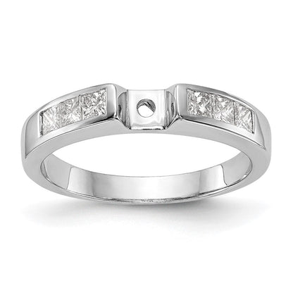 14K Weißgold Stift Set 3/8 Karat Kanalfassung Princess Diamant Halbfassung Verlobungsring