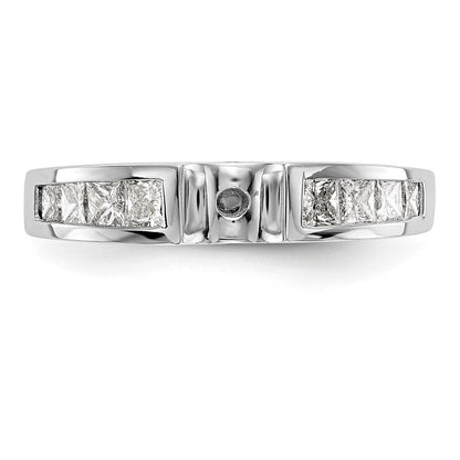 14K Weißgold Stift Set 3/4 Karat Kanalfassung Princess Diamant Halbfassung Verlobungsring