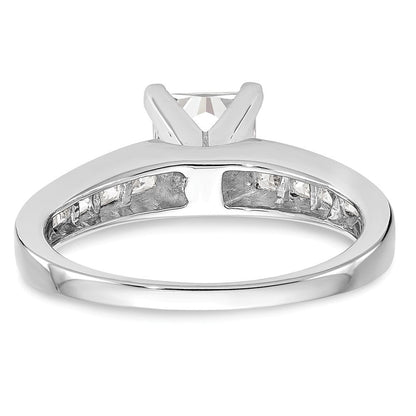 14K Weißgold Stift Set 3/4 Karat Kanalfassung Princess Diamant Halbfassung Verlobungsring