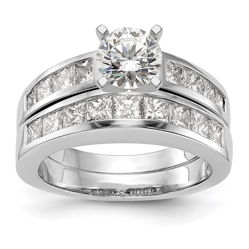 14K Weißgold Stift Set 3/4 Karat Kanalfassung Princess Diamant Halbfassung Verlobungsring