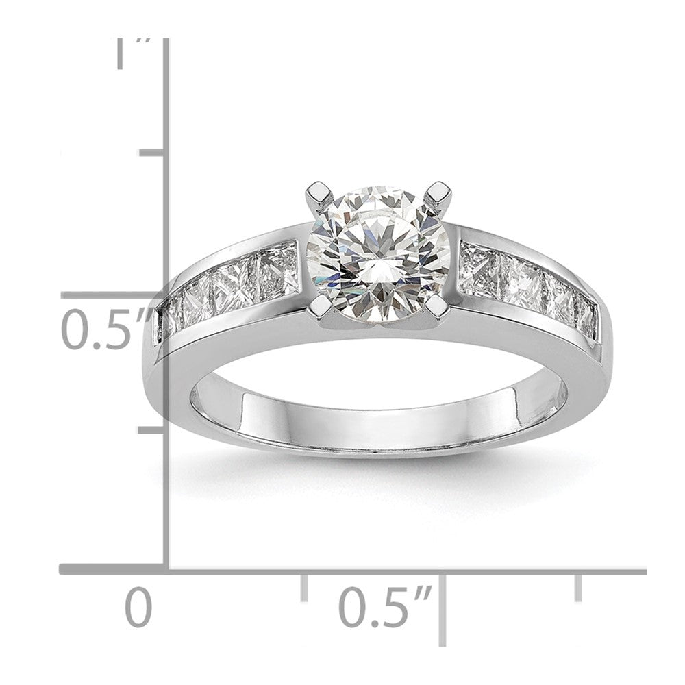 14K Weißgold Stift Set 3/4 Karat Kanalfassung Princess Diamant Halbfassung Verlobungsring