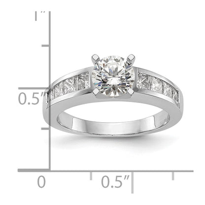 14K Weißgold Stift Set 3/4 Karat Kanalfassung Princess Diamant Halbfassung Verlobungsring