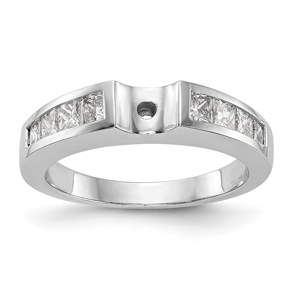14K Weißgold Stift Set 3/4 Karat Kanalfassung Princess Diamant Halbfassung Verlobungsring