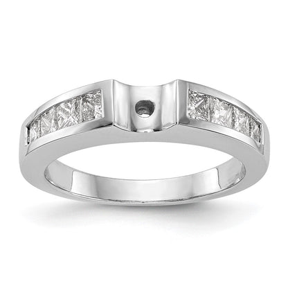 14K Weißgold Stift Set 3/4 Karat Kanalfassung Princess Diamant Halbfassung Verlobungsring