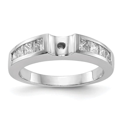 14K Weißgold Stift Set 3/4 Karat Kanalfassung Princess Diamant Halbfassung Verlobungsring