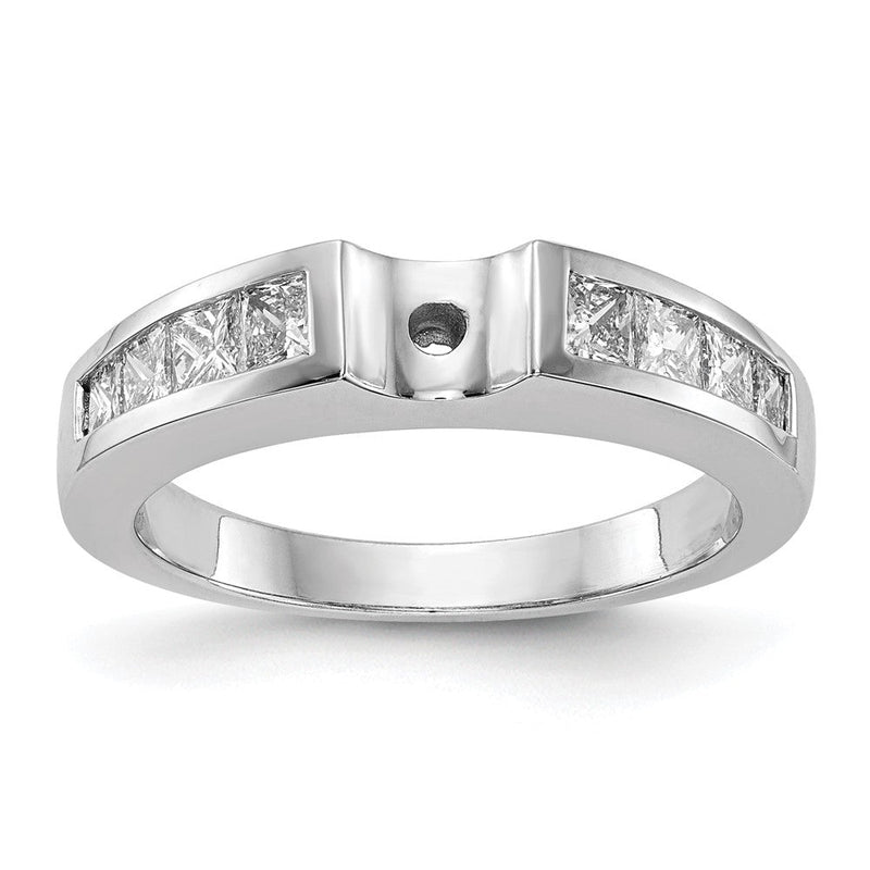 14K Weißgold Stift Set 3/4 Karat Kanalfassung Princess Diamant Halbfassung Verlobungsring