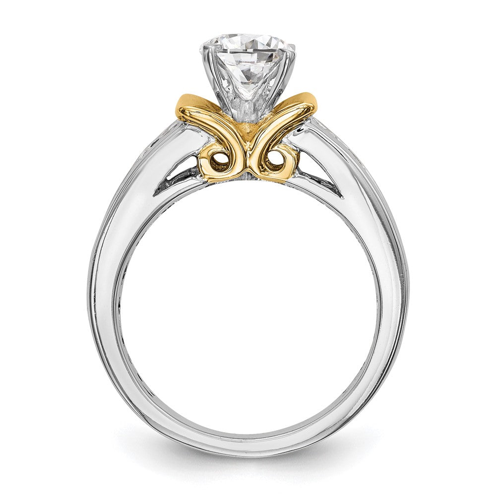 14K Bicolor 0,625 ct. Labor gezüchteter Diamant VS/SI+ G+ Semi-Mount Krappenfassung Verlobungsring