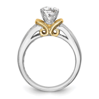 14K Bicolor 0,625 ct. Labor gezüchteter Diamant VS/SI+ G+ Semi-Mount Krappenfassung Verlobungsring