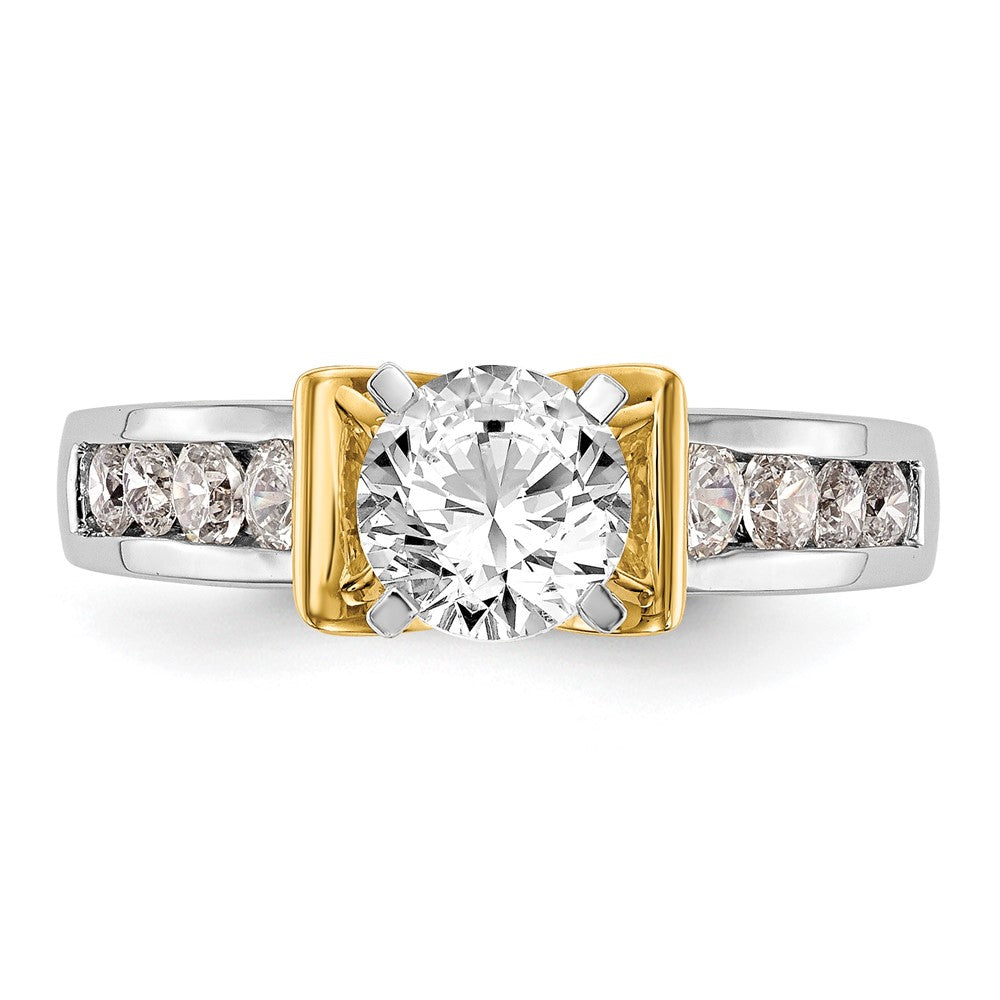 14K Bicolor 0,625 ct. Labor gezüchteter Diamant VS/SI+ G+ Semi-Mount Krappenfassung Verlobungsring