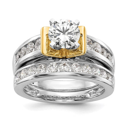 14K Bicolor 0,625 ct. Labor gezüchteter Diamant VS/SI+ G+ Semi-Mount Krappenfassung Verlobungsring