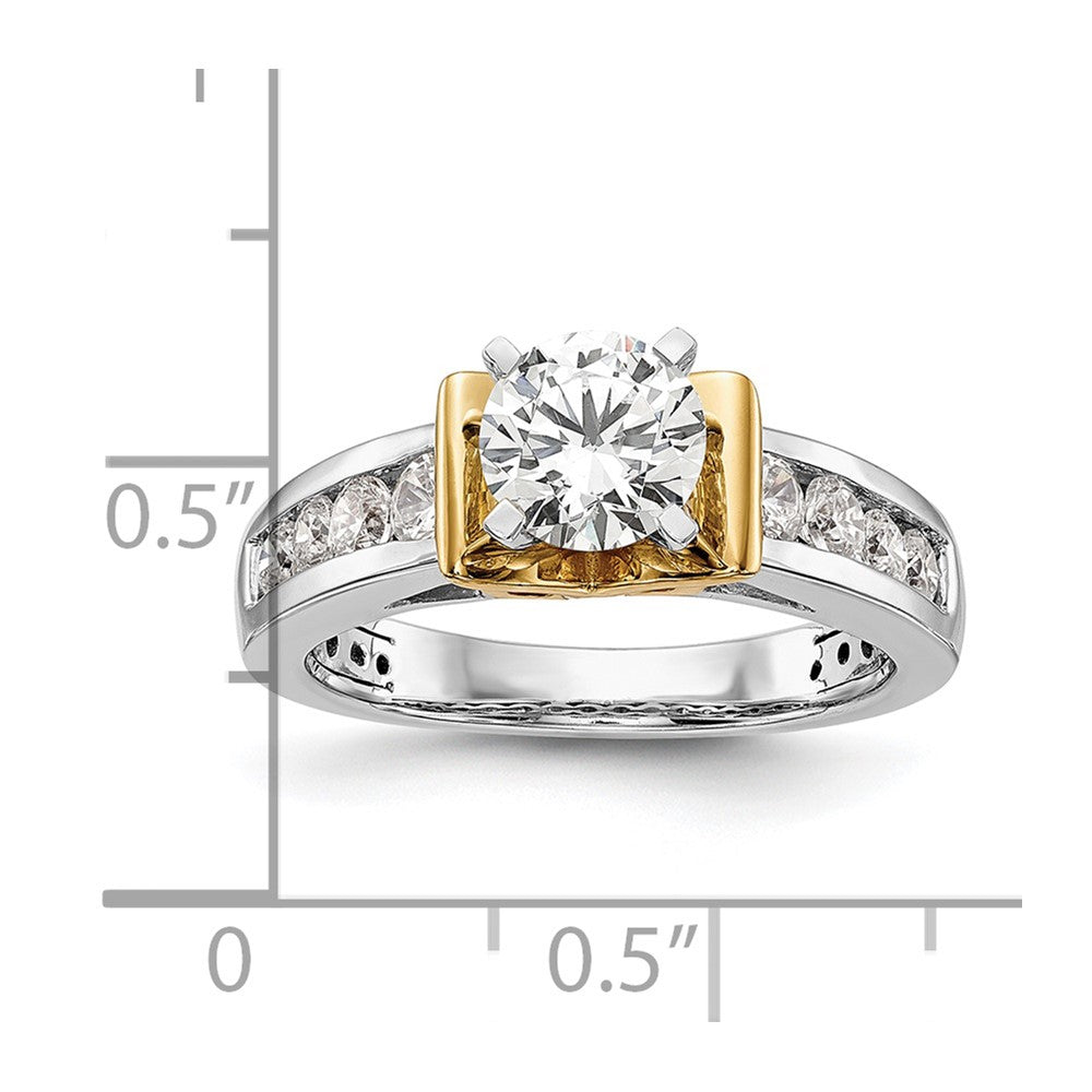14K Bicolor 0,625 ct. Labor gezüchteter Diamant VS/SI+ G+ Semi-Mount Krappenfassung Verlobungsring