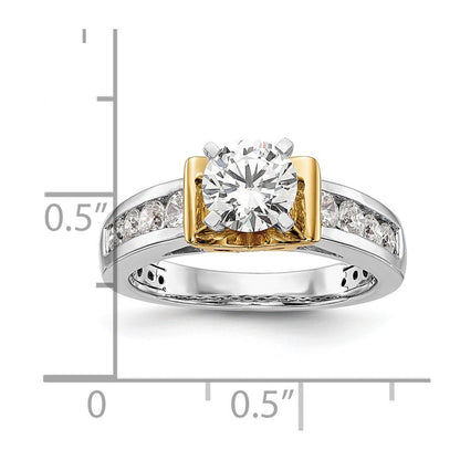 14K Bicolor 0,625 ct. Labor gezüchteter Diamant VS/SI+ G+ Semi-Mount Krappenfassung Verlobungsring
