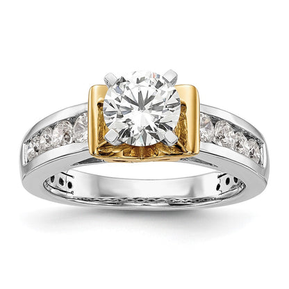 14K Bicolor 0,625 ct. Labor gezüchteter Diamant VS/SI+ G+ Semi-Mount Krappenfassung Verlobungsring