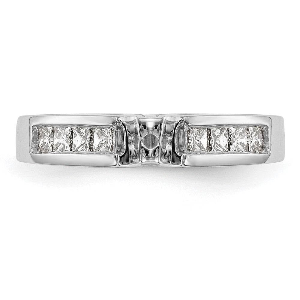 14K Weißgold Stift Set 3/8 Karat Kanalfassung Princess Diamant Halbfassung Verlobungsring