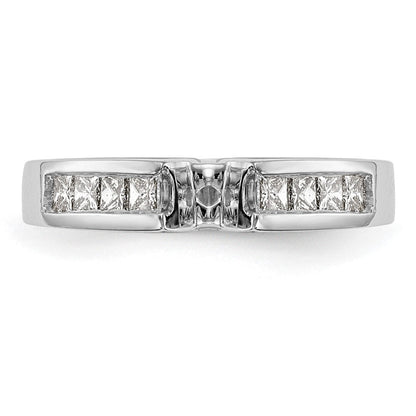 14K Weißgold Stift Set 3/8 Karat Kanalfassung Princess Diamant Halbfassung Verlobungsring