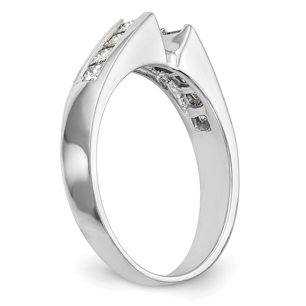 14K Weißgold Stift Set 3/8 Karat Kanalfassung Princess Diamant Halbfassung Verlobungsring