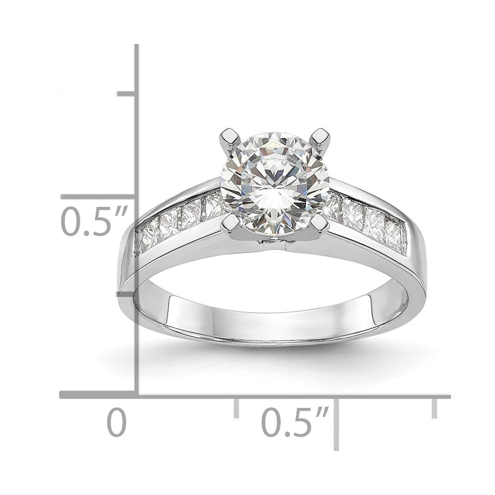 14K Weißgold Stift Set 3/8 Karat Kanalfassung Princess Diamant Halbfassung Verlobungsring