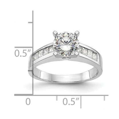 14K Weißgold Stift Set 3/8 Karat Kanalfassung Princess Diamant Halbfassung Verlobungsring