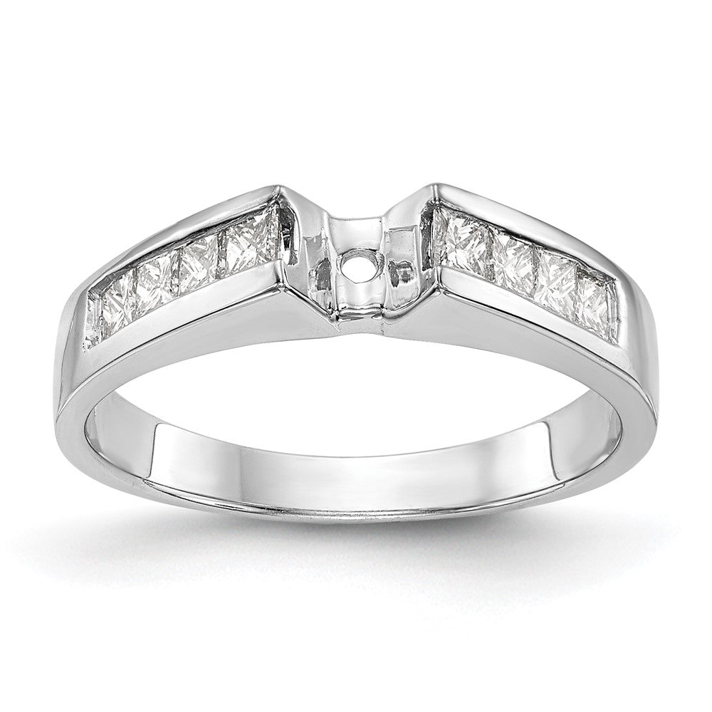 14K Weißgold Stift Set 3/8 Karat Kanalfassung Princess Diamant Halbfassung Verlobungsring