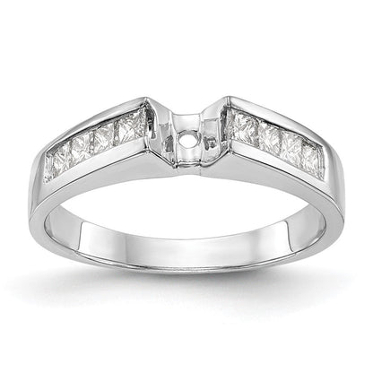14K Weißgold Stift Set 3/8 Karat Kanalfassung Princess Diamant Halbfassung Verlobungsring
