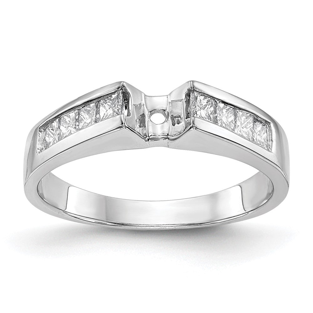 14K Weißgold Stift Set 3/8 Karat Kanalfassung Princess Diamant Halbfassung Verlobungsring
