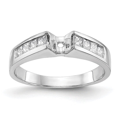 14K Weißgold Stift Set 3/8 Karat Kanalfassung Princess Diamant Halbfassung Verlobungsring