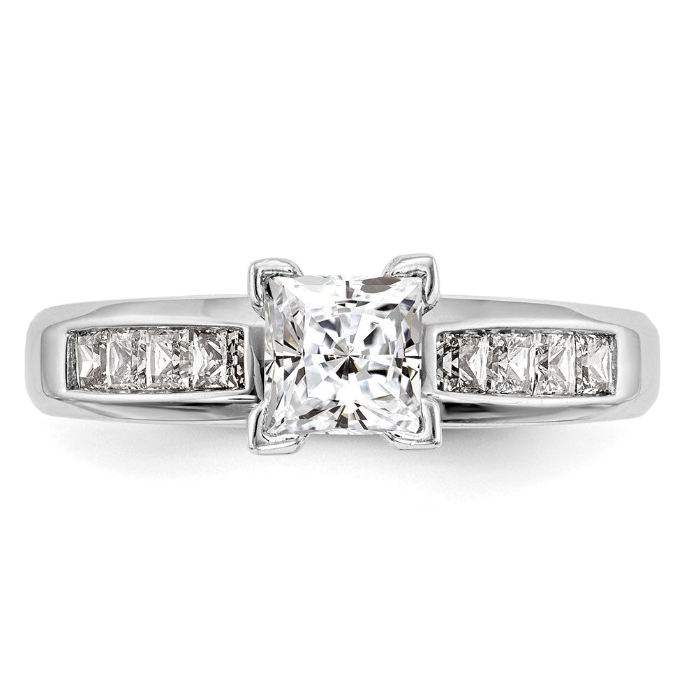 14K Weißgold Stift Set 1/2 Karat Kanalfassung Princess Diamant Halbfassung Verlobungsring