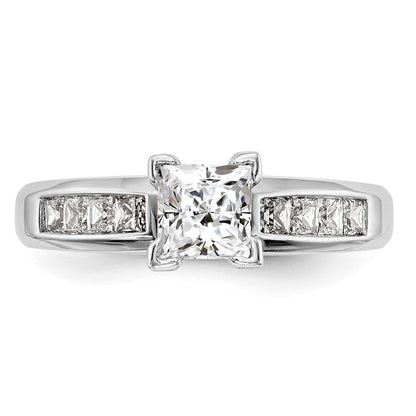 14K Weißgold Stift Set 1/2 Karat Kanalfassung Princess Diamant Halbfassung Verlobungsring