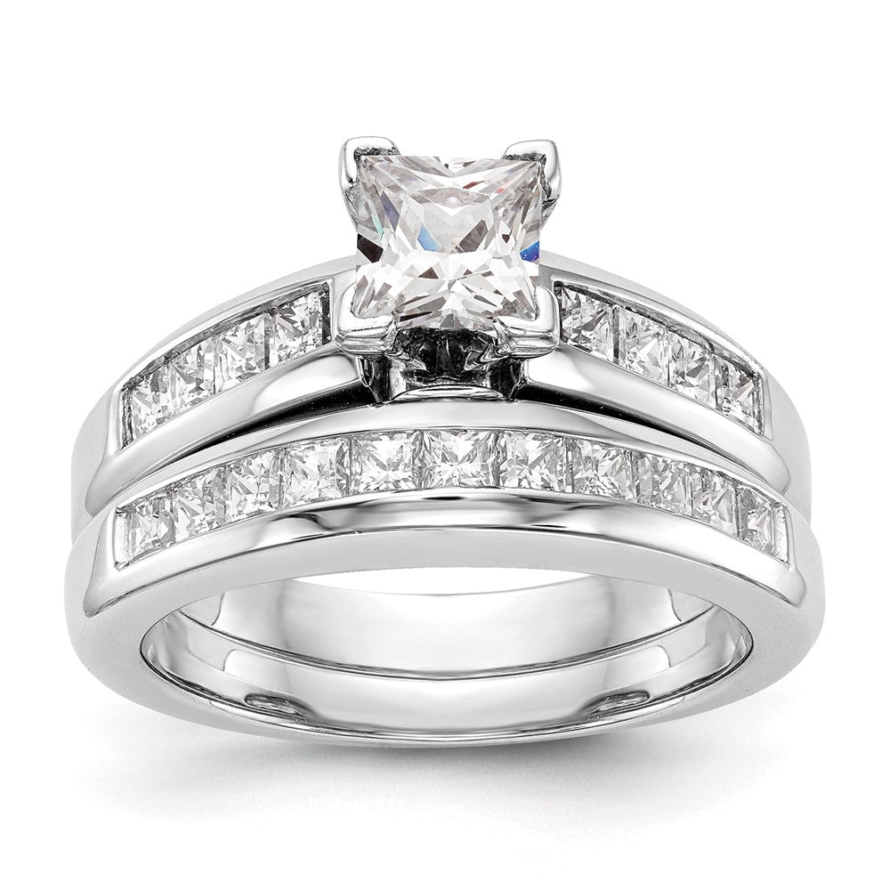 14K Weißgold Stift Set 1/2 Karat Kanalfassung Princess Diamant Halbfassung Verlobungsring