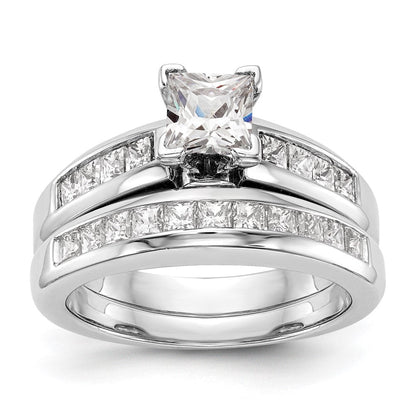 14K Weißgold Stift Set 1/2 Karat Kanalfassung Princess Diamant Halbfassung Verlobungsring
